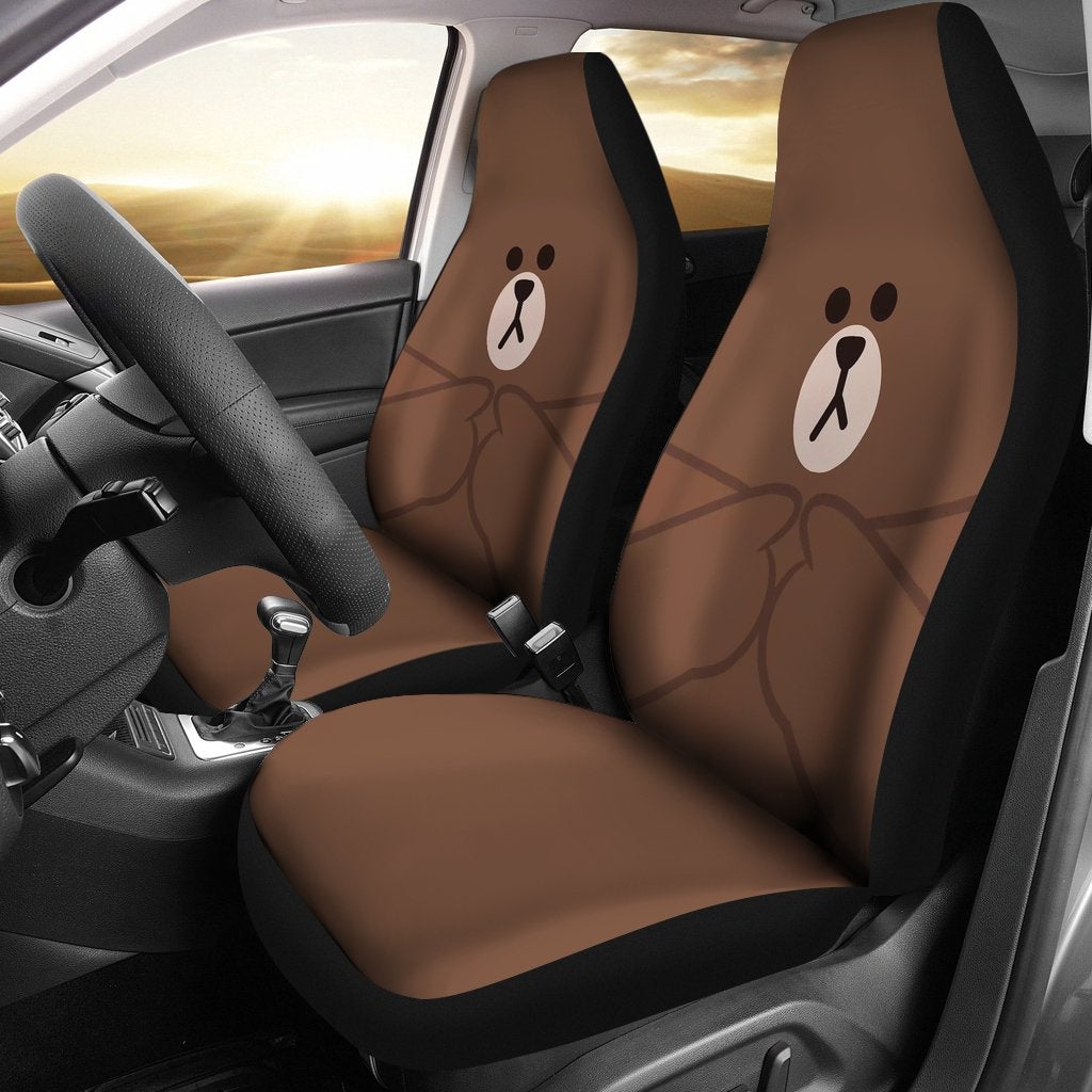 Korean Brown Bear Premium Custom Car Seat Covers Decor Protectors