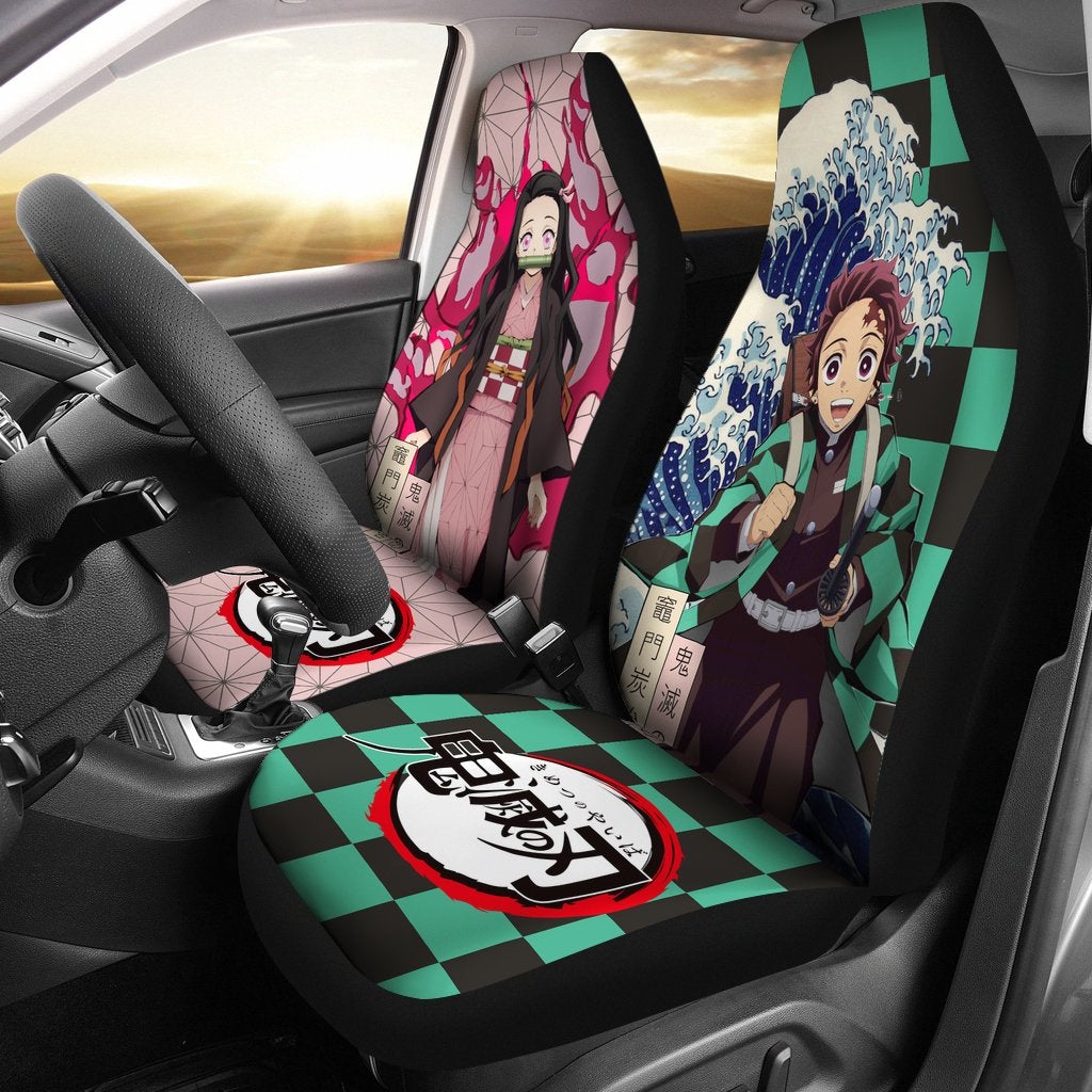 Tanjiro x Nezuko Car Premium Custom Car Seat Covers Decor Protectors Custom Anime Demon Slayer Car