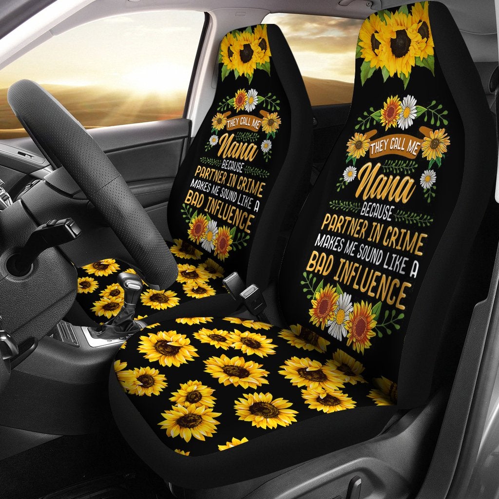 Best They Call Me Nana Because Partner In Crime Cute Sunflower Seat Covers Car Decor Car Protector