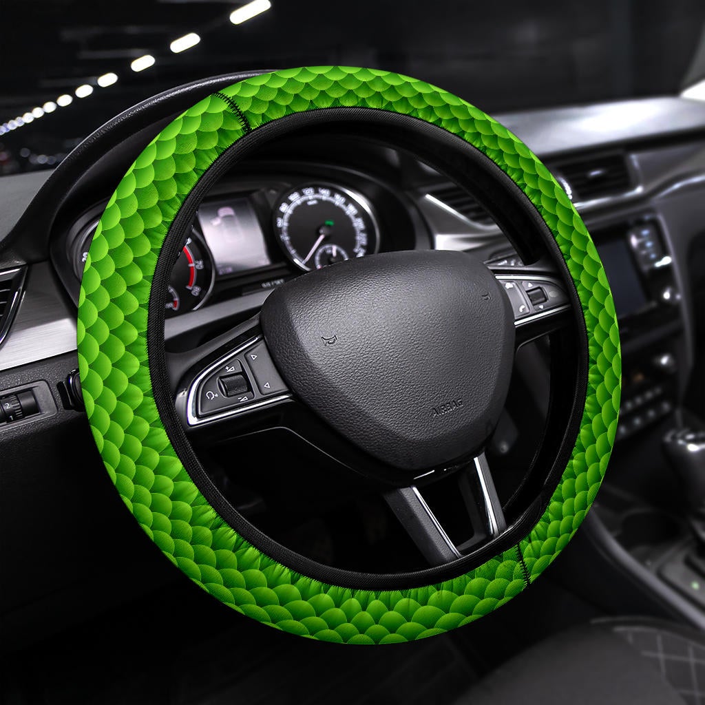 Green Fish Skin Premium Car Steering Wheel Cover