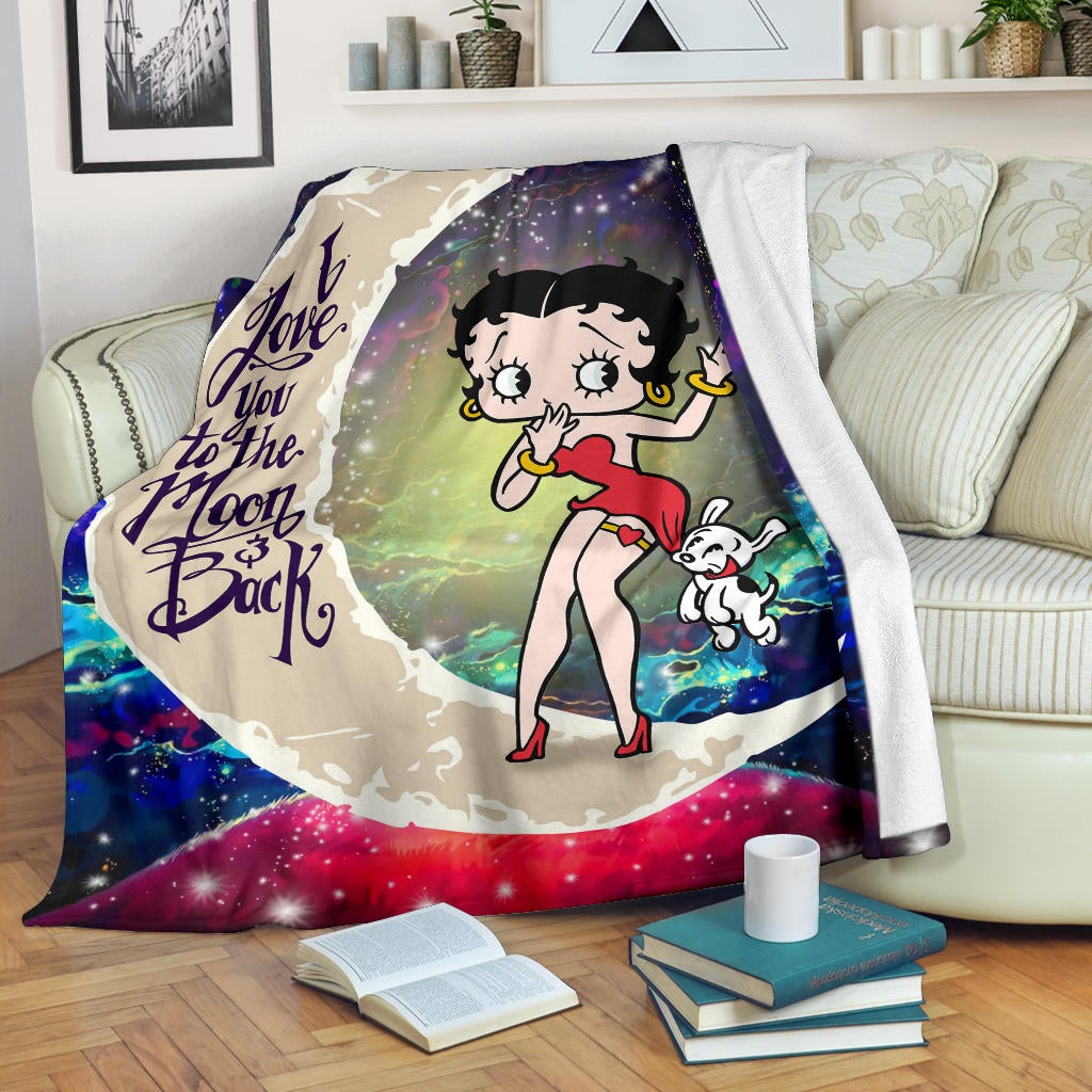 Betty Boop Love You To The Moon Galaxy Premium Blanket