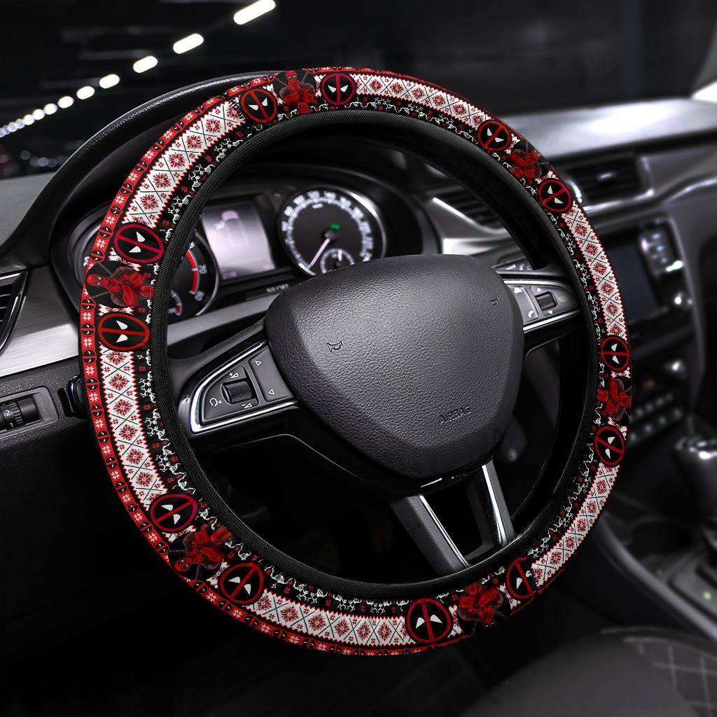 Deadpool Black Christmas Premium Custom Car Steering Wheel Cover