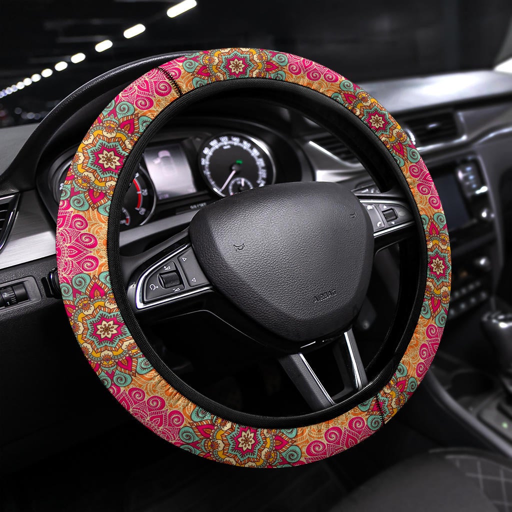 Mandalas Pattern Premium Car Steering Wheel Cover