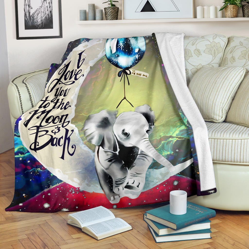 Elephant Love You To The Moon Galaxy Premium Blanket