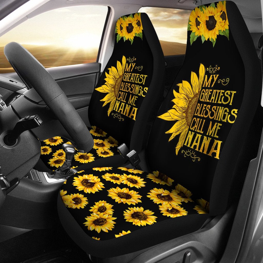 Best My Greatest Blessings Call Me Nana Sunflower Premium Custom Car Seat Covers Decor Protector