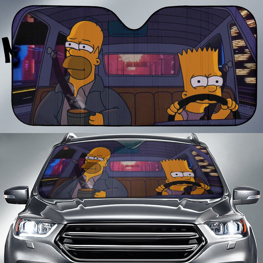 The Simpsons Bart And Homer Car Auto Sunshade