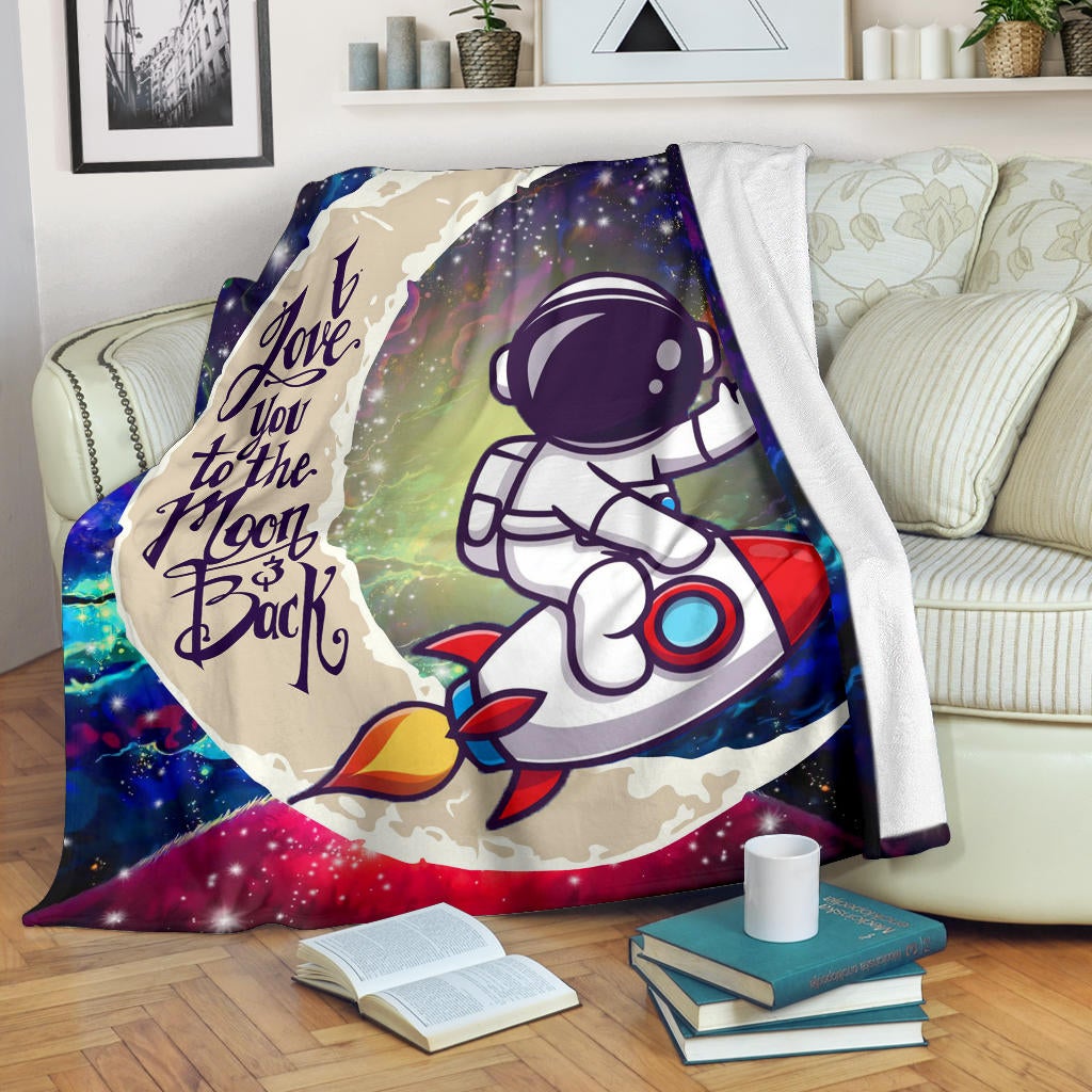 Astronaut Chibi Love You To The Moon Galaxy Premium Blanket