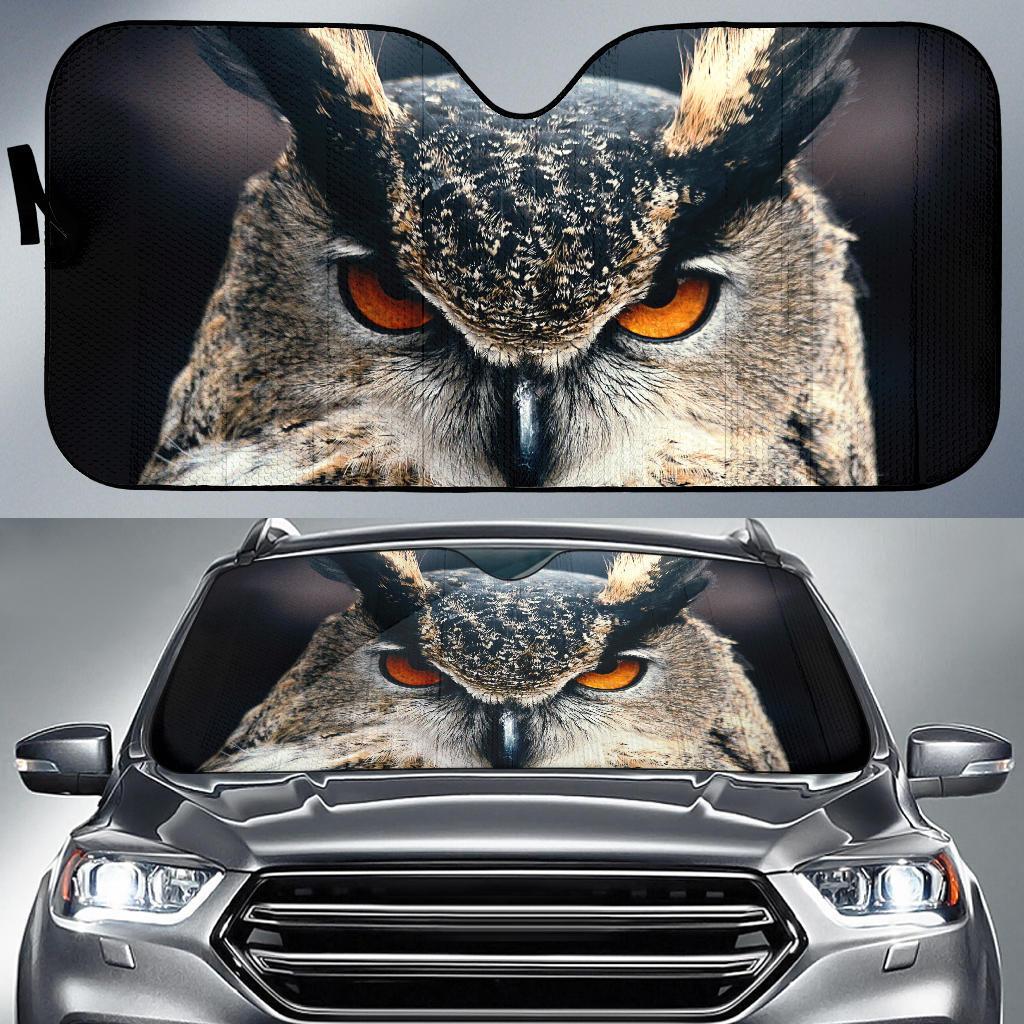 Owl Close Up 4K Car Sun Shade Gift Ideas 2021