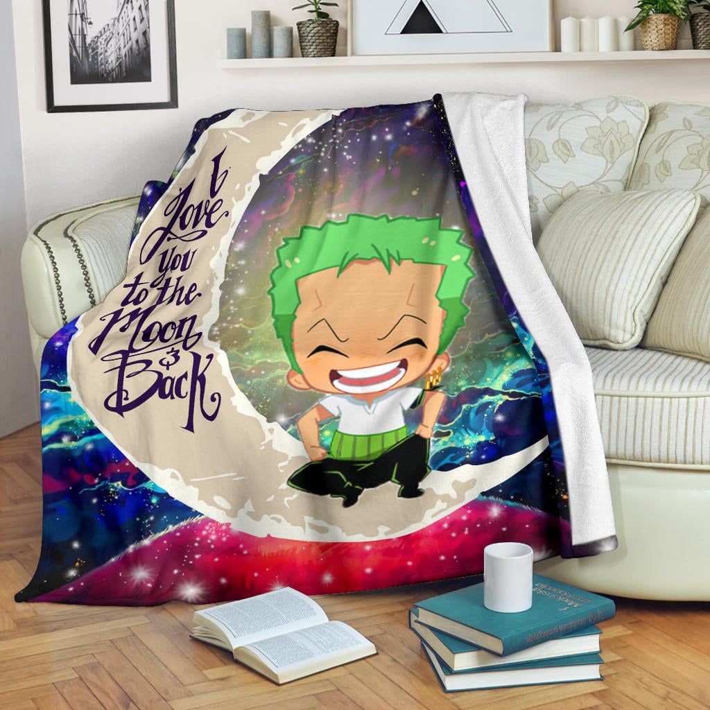 Zoro One Piece Love You To The Moon Galaxy Premium Blanket