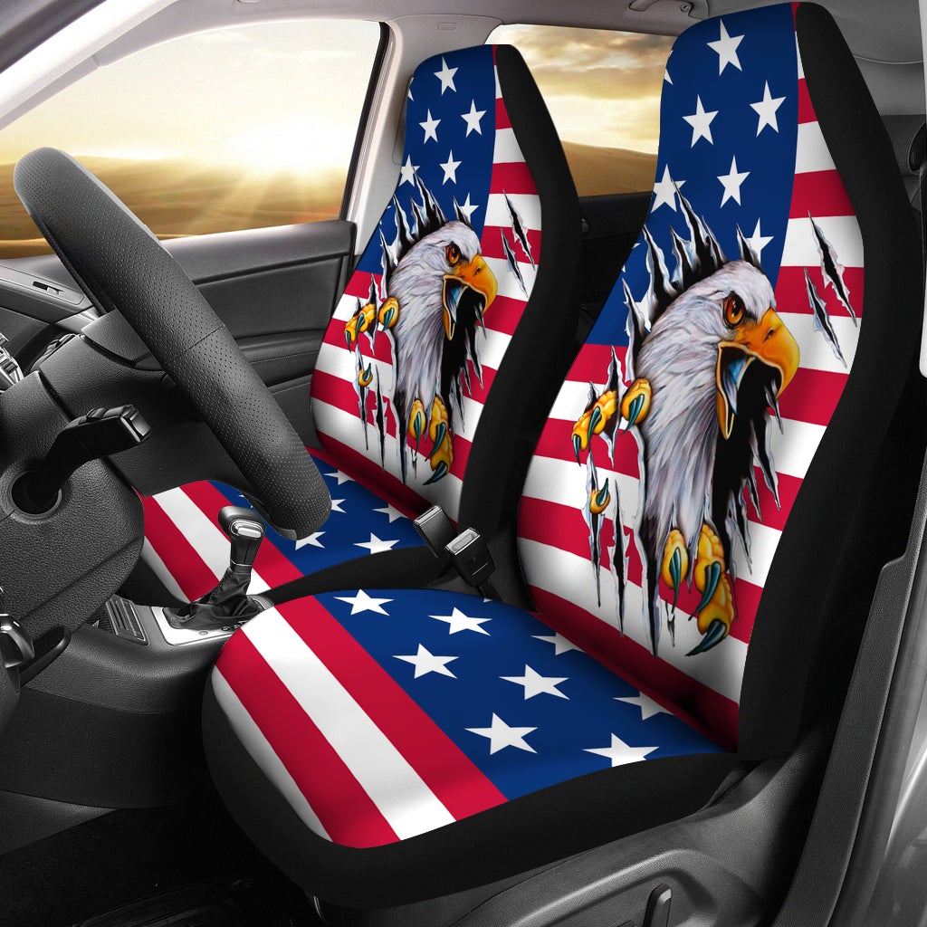 Best Bald Eagle USA Flag Premium Custom Car Seat Covers Decor Protector