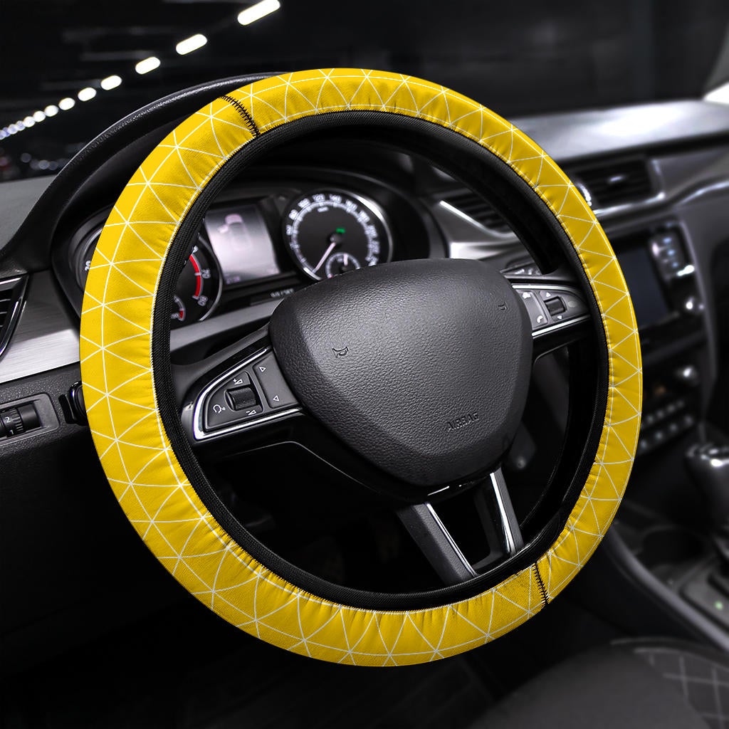 Yellow Triangle Caro Premium Car Steering Wheel Cover