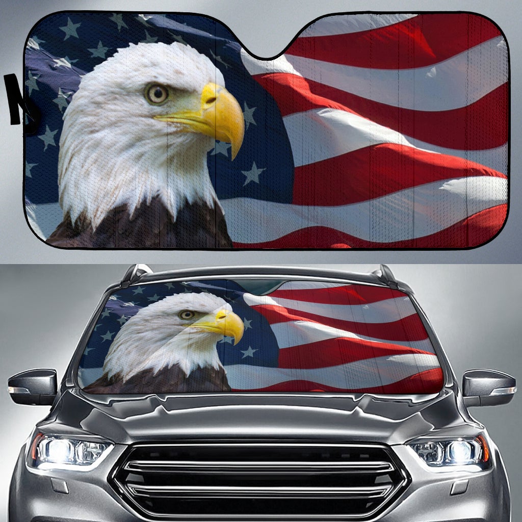 Eagle American Flag Car Auto Sun Shades Windshield Accessories Decor Gift