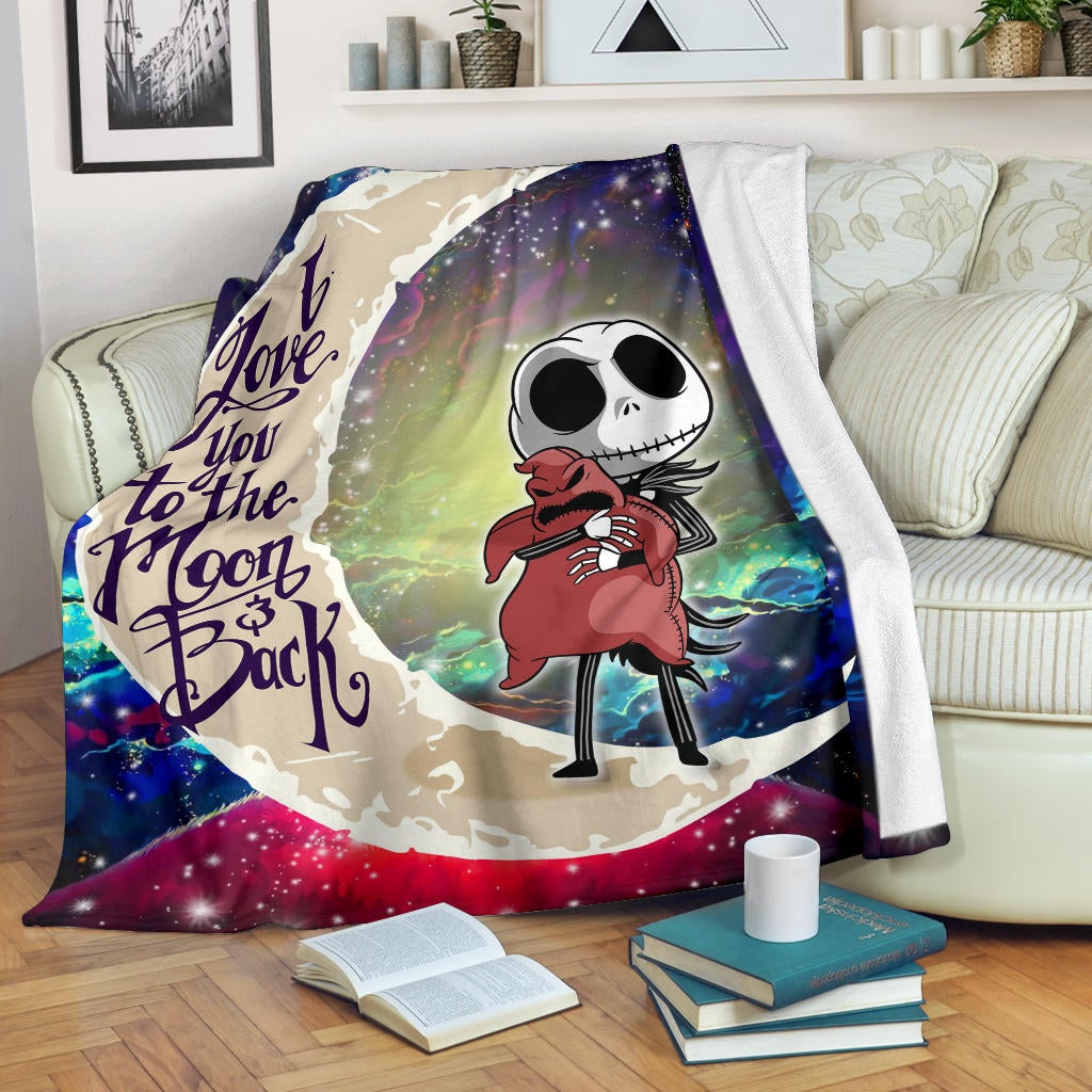 Jack Skellington Nightmare Before Christmas Love You To The Moon Galaxy Premium Blanket