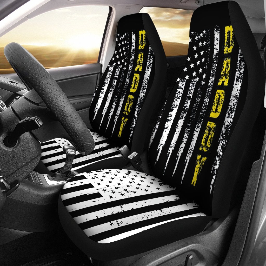 Best Tow Truck Driver Yellow Line Daddy Us Flag Distressed Premium Custom Car Seat Covers Decor Protector