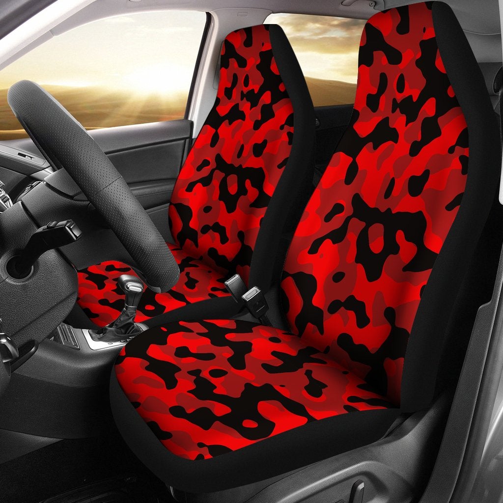 Red And Black Camouflage Luxury Premium Premium Custom Car Premium Custom Car Seat Covers Decor Protectors Decor Protector