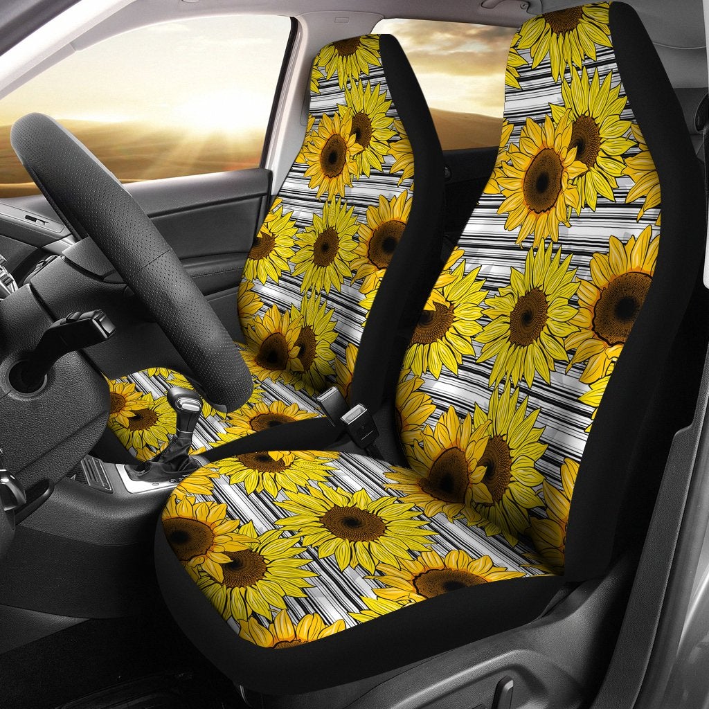 Best Sunflower Art Pattern Premium Custom Car Seat Covers Decor Protector