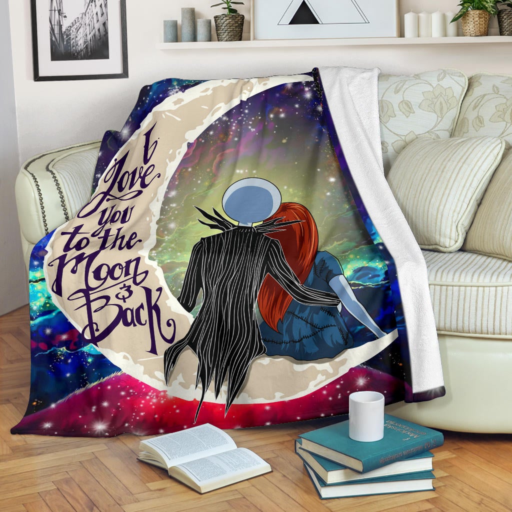 Jack And Sally Nightmare Before Christmas Love You To The Moon Galaxy Premium Blanket