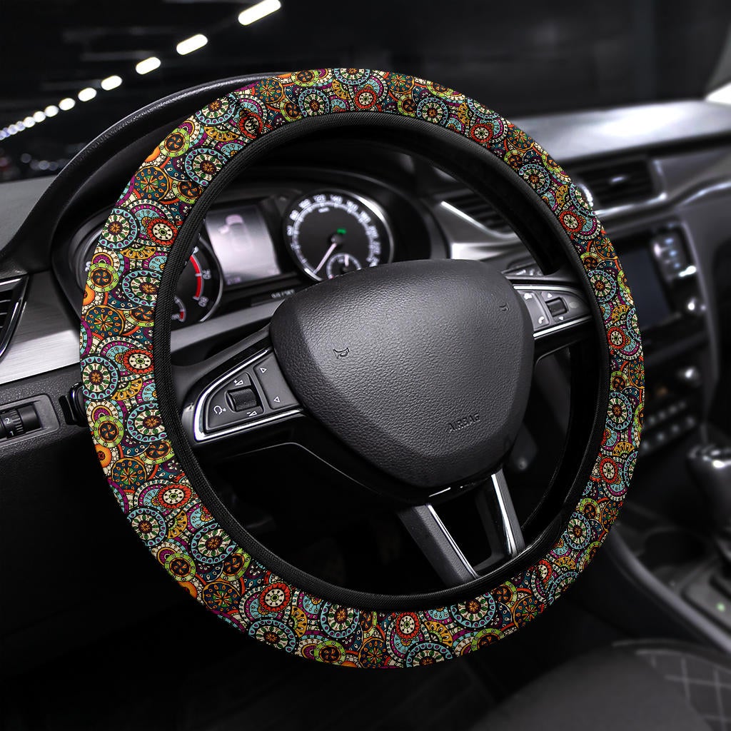 Beautiful Ethnic Style Seamless Patterns Premium Car Steering Wheel Cover