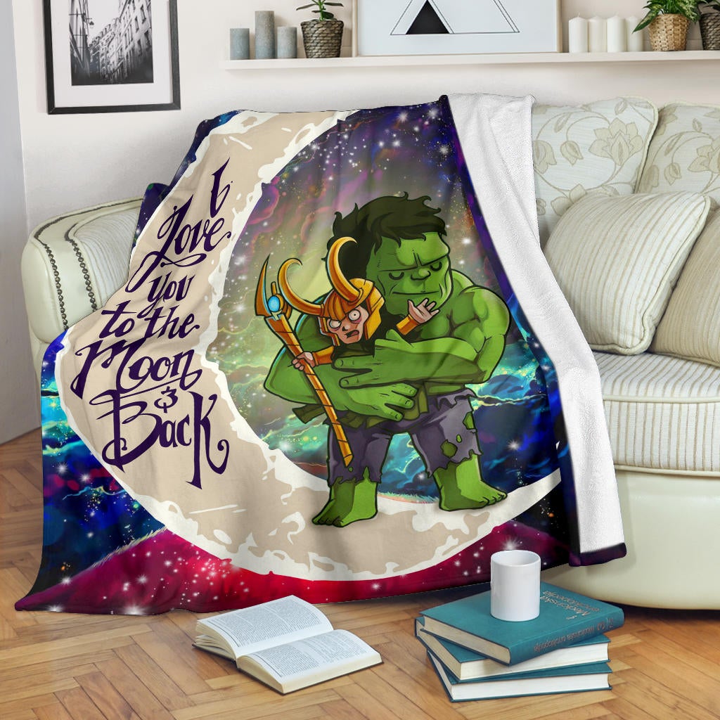 Hulk And Loki Love You To The Moon Galaxy Premium Blanket