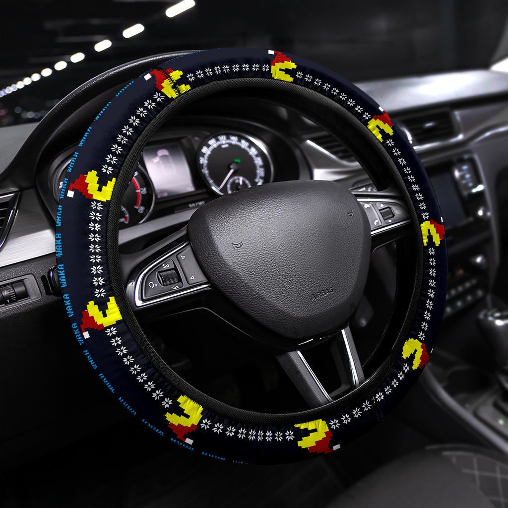 Pacman Funny Christmas Premium Custom Car Steering Wheel Cover