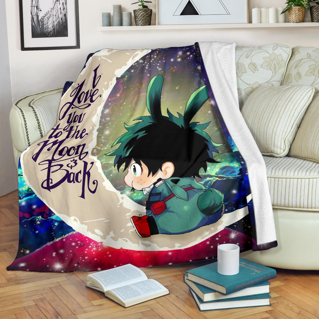 Deku My Hero Academia Anime Love You To The Moon Galaxy Premium Blanket