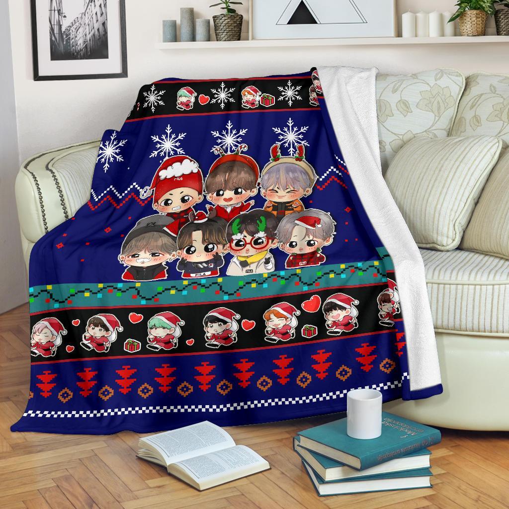 Blue Bts Christmas Blanket Amazing Gift Idea