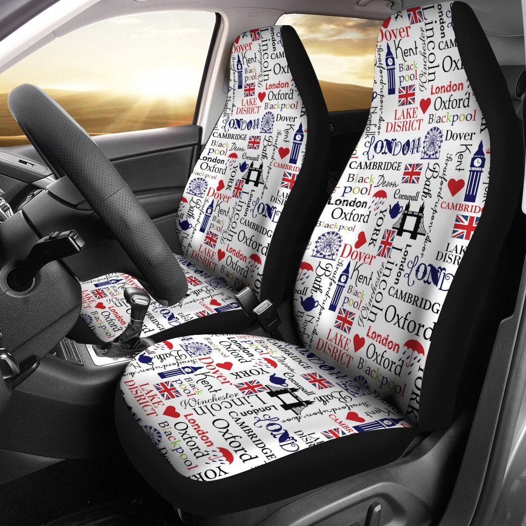Best London Seamless Pattern Premium Custom Car Seat Covers Decor Protector