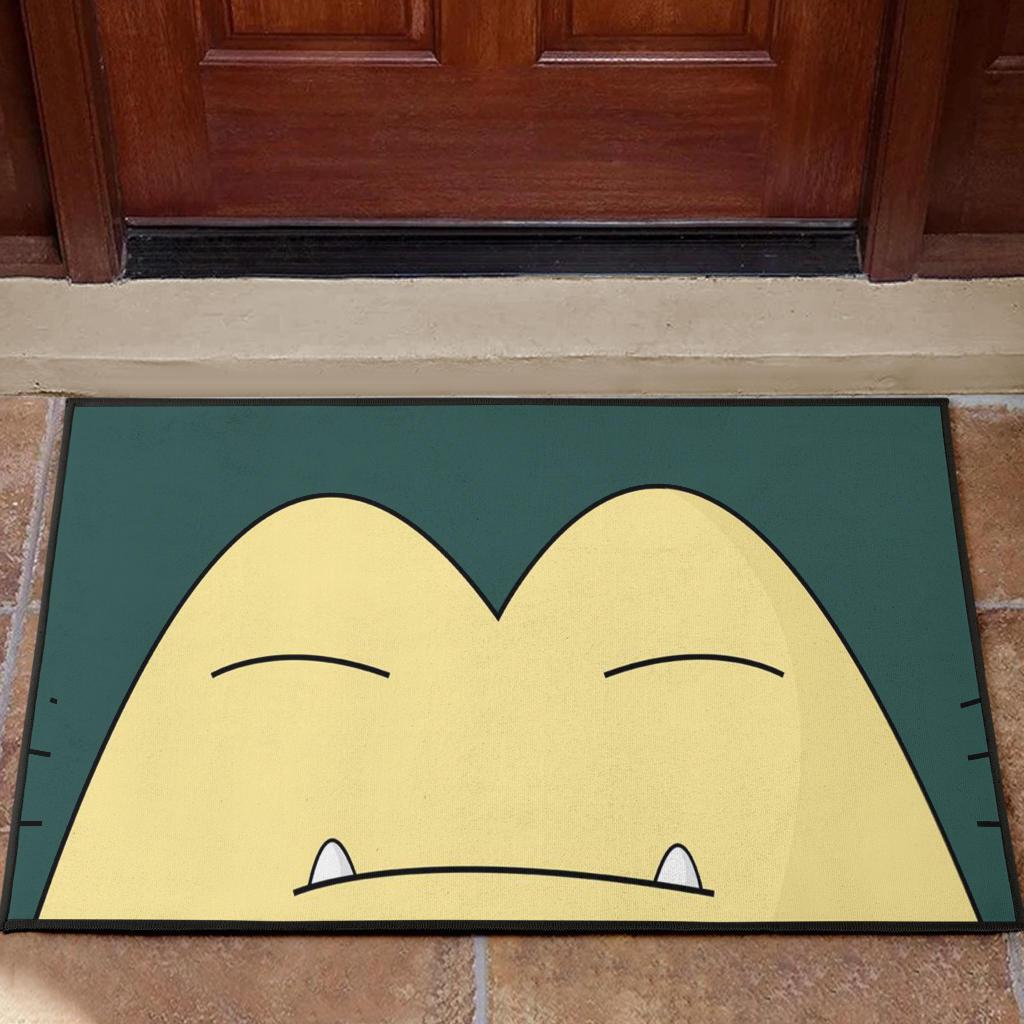 Snorlax pokemon face Door Mats