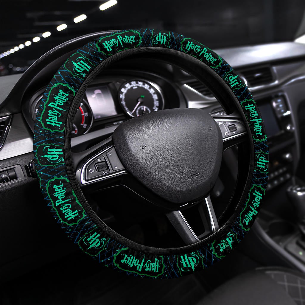 Harry Potter Farbic Green Blue Pattern Premium Car Steering Wheel Cover