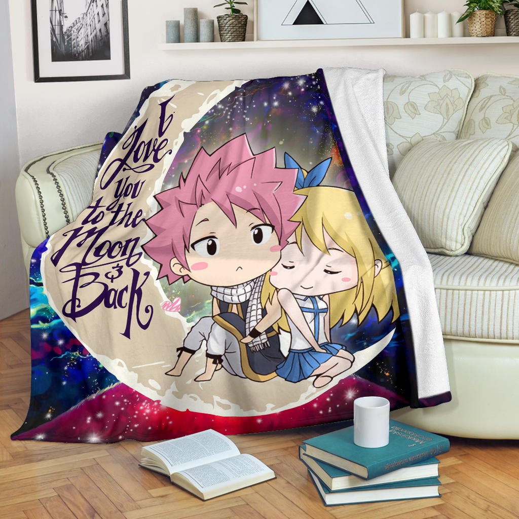Natsu Fairy Tail Anime Love You To The Moon Galaxy Premium Blanket
