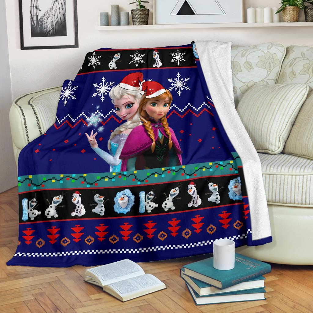 Blue Frozen Christmas Blanket Amazing Gift Idea