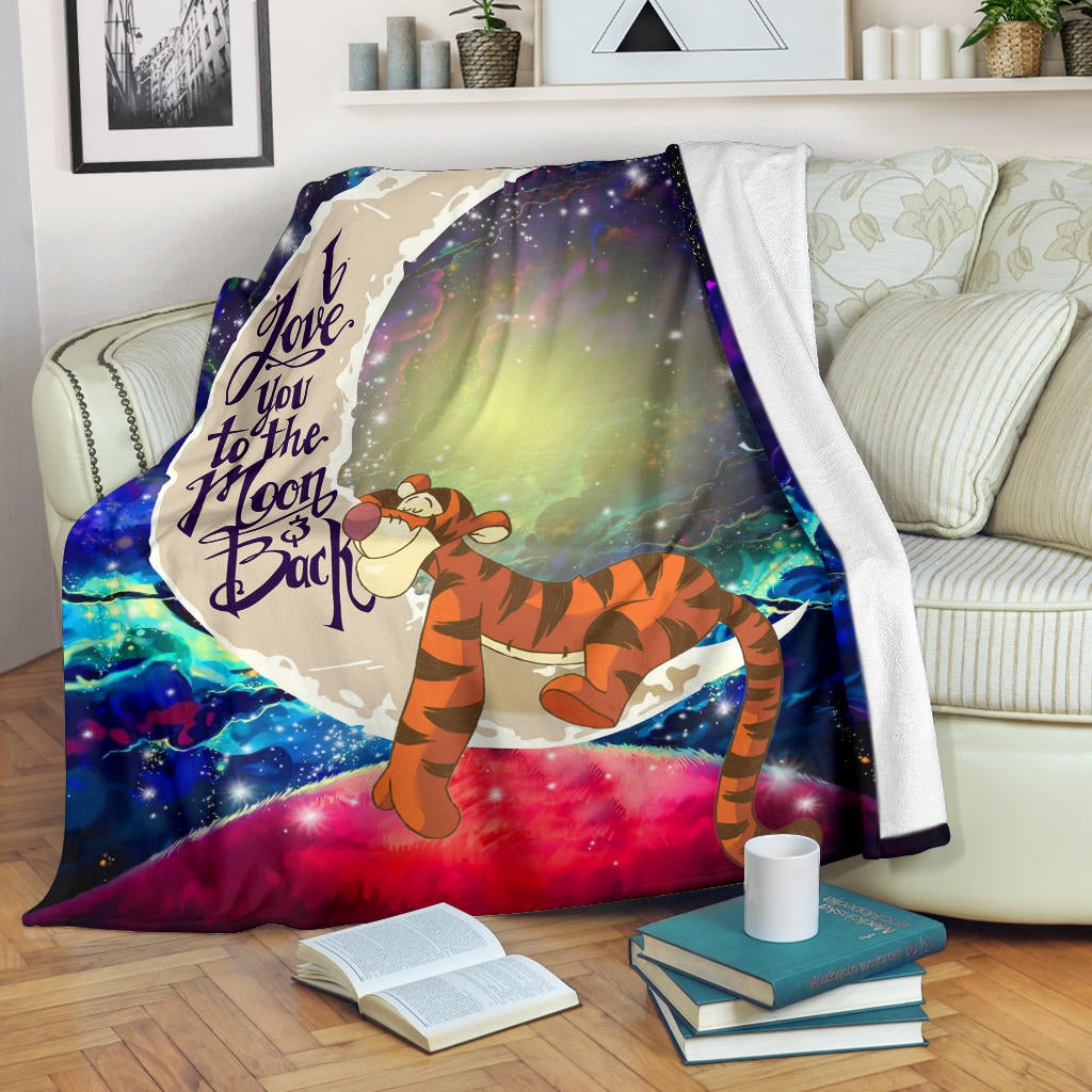 Tiger Winnie The Pooh Love You To The Moon Galaxy Premium Blanket