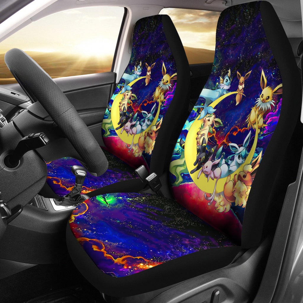 Eevee Evolution Pokemon Family Love You To The Moon Galaxy Car Seat Covers