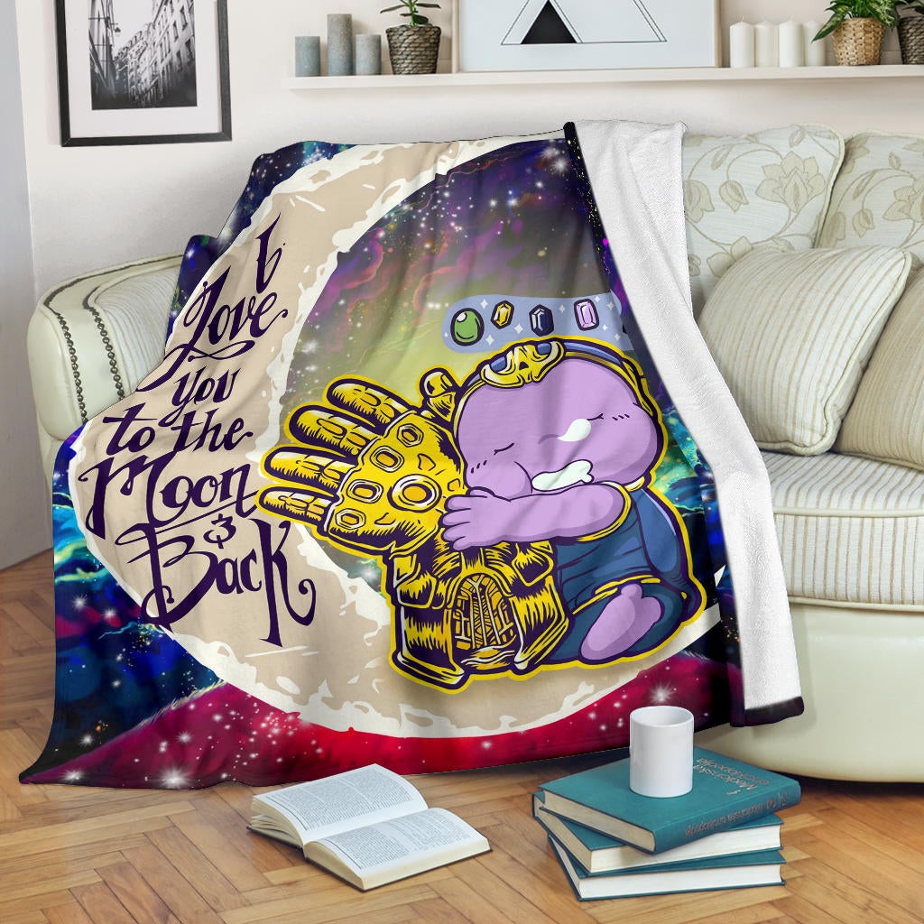 Cute Thanos Love You To The Moon Galaxy Premium Blanket
