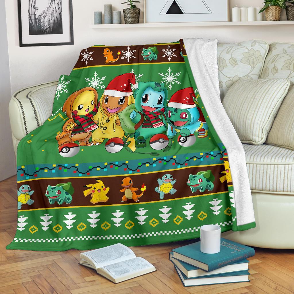 Green Gearzime Pokemon Pikachu Christmas Blanket Amazing Gift Idea