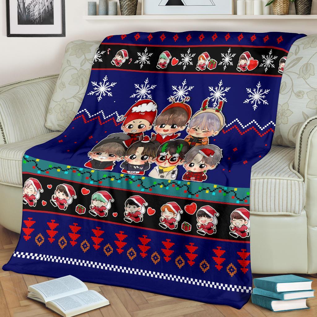 Blue Bts Christmas Blanket Amazing Gift Idea