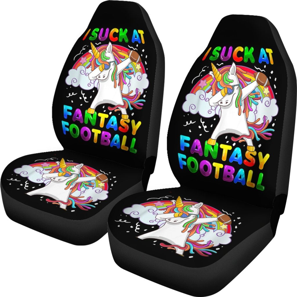 Best I Suck At Fantasy Football Dabbing Unicorn Premium Custom Car Seat Covers Decor Protector