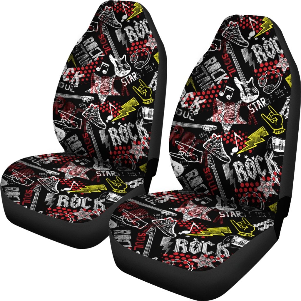 Best Rock Music Pattern With Guitar Premium Custom Car Seat Covers Decor Protector
