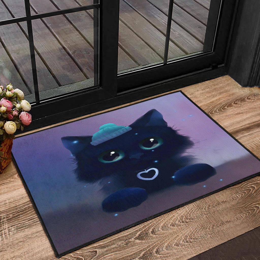 Cute Kitty Cat Digital Art Door Mats