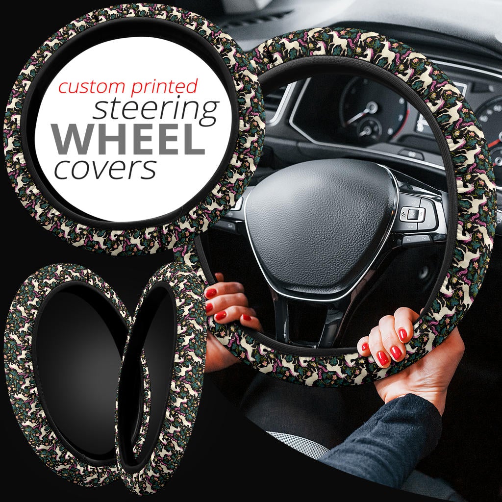 Unicorn Art Pattern Premium Car Steering Wheel Cover