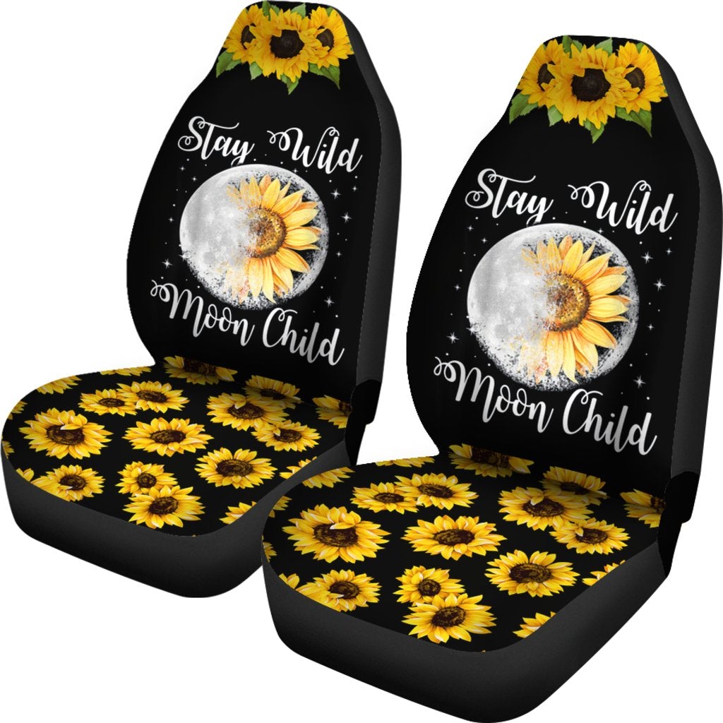 Best Stay Wild Moon Child Hippie Sunflower Premium Custom Car Seat Covers Decor Protector