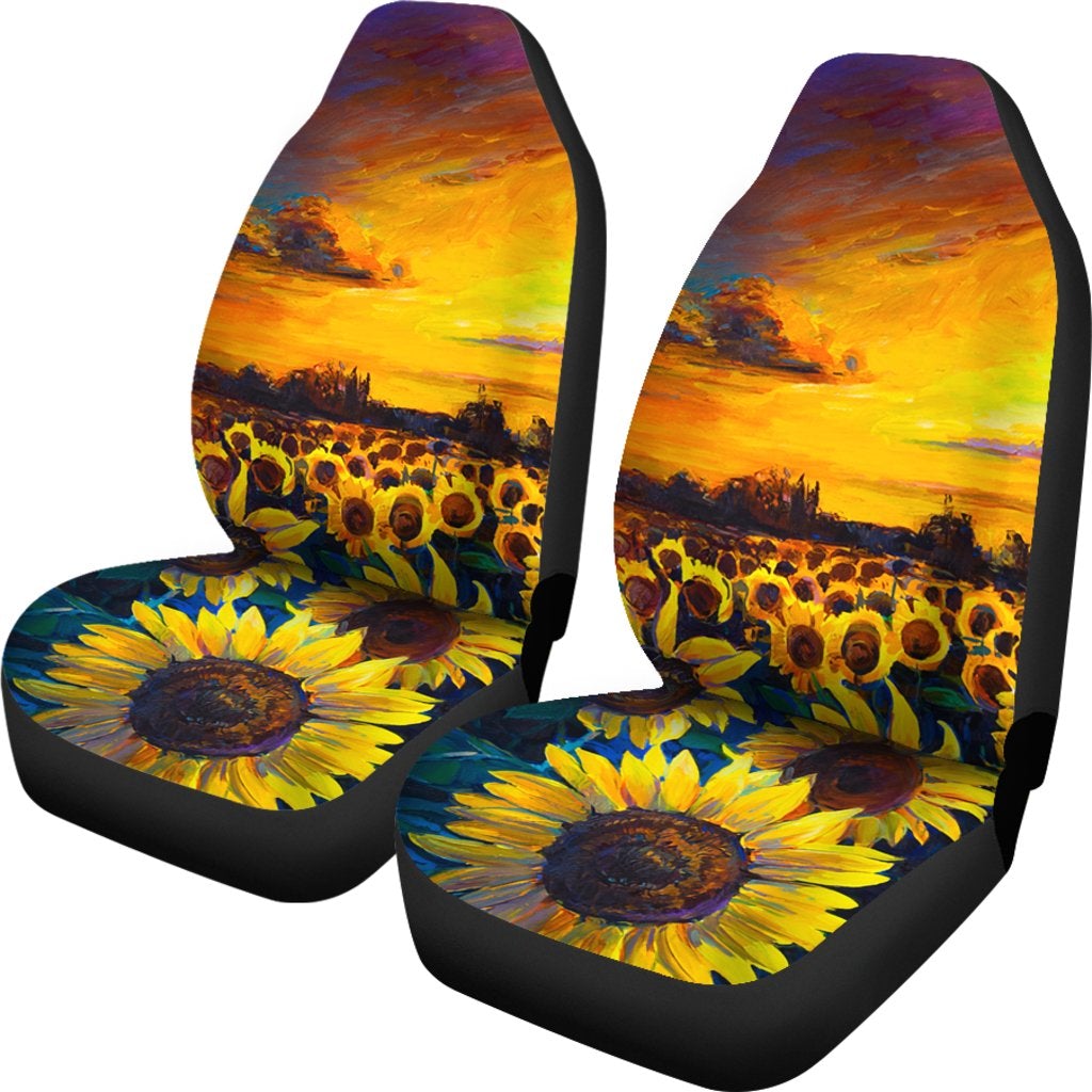 Best New Beautiful Sunflower Art Premium Custom Car Seat Covers Decor Protector