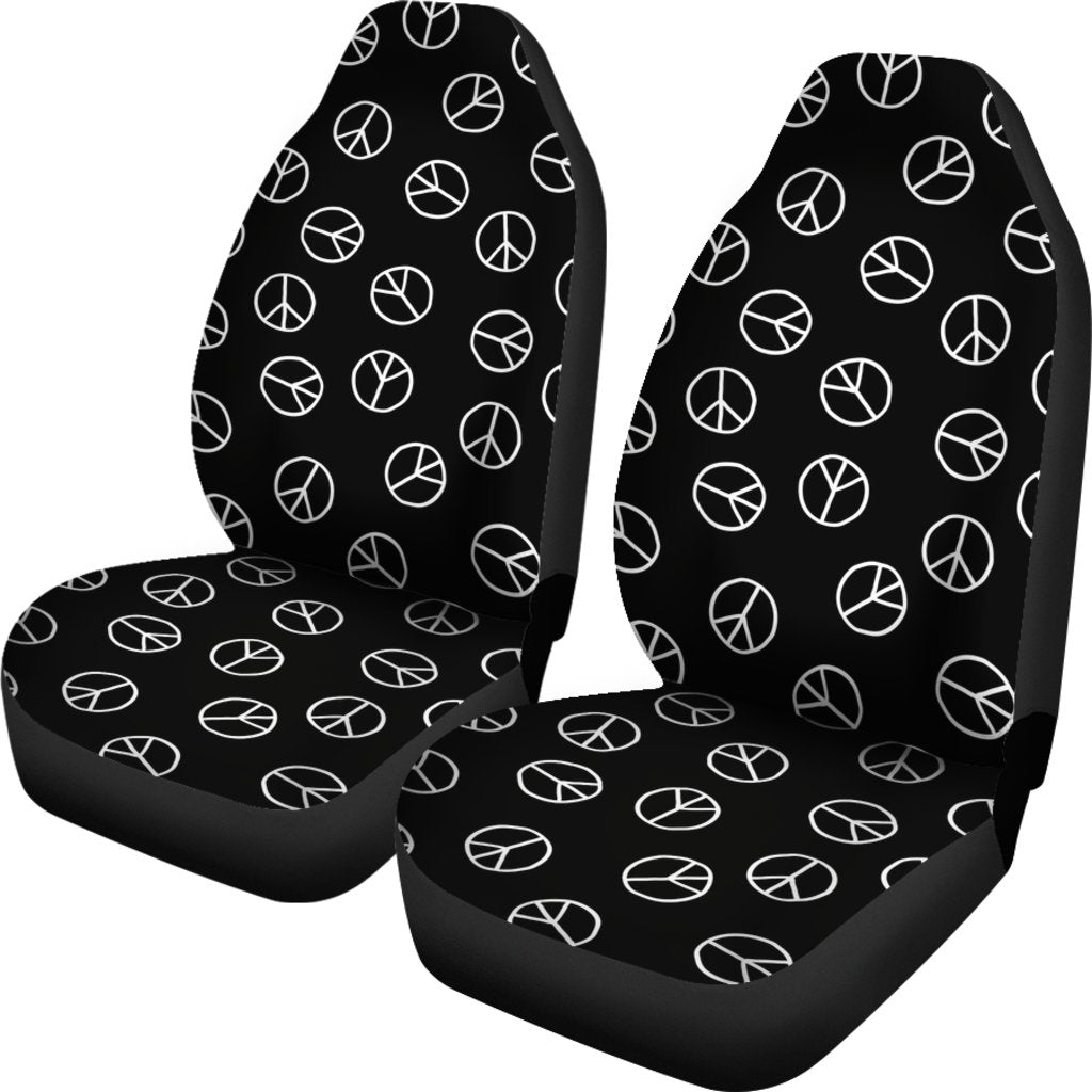 Best Pacifistic Sign Pattern In Doodle Style Premium Custom Car Seat Covers Decor Protector