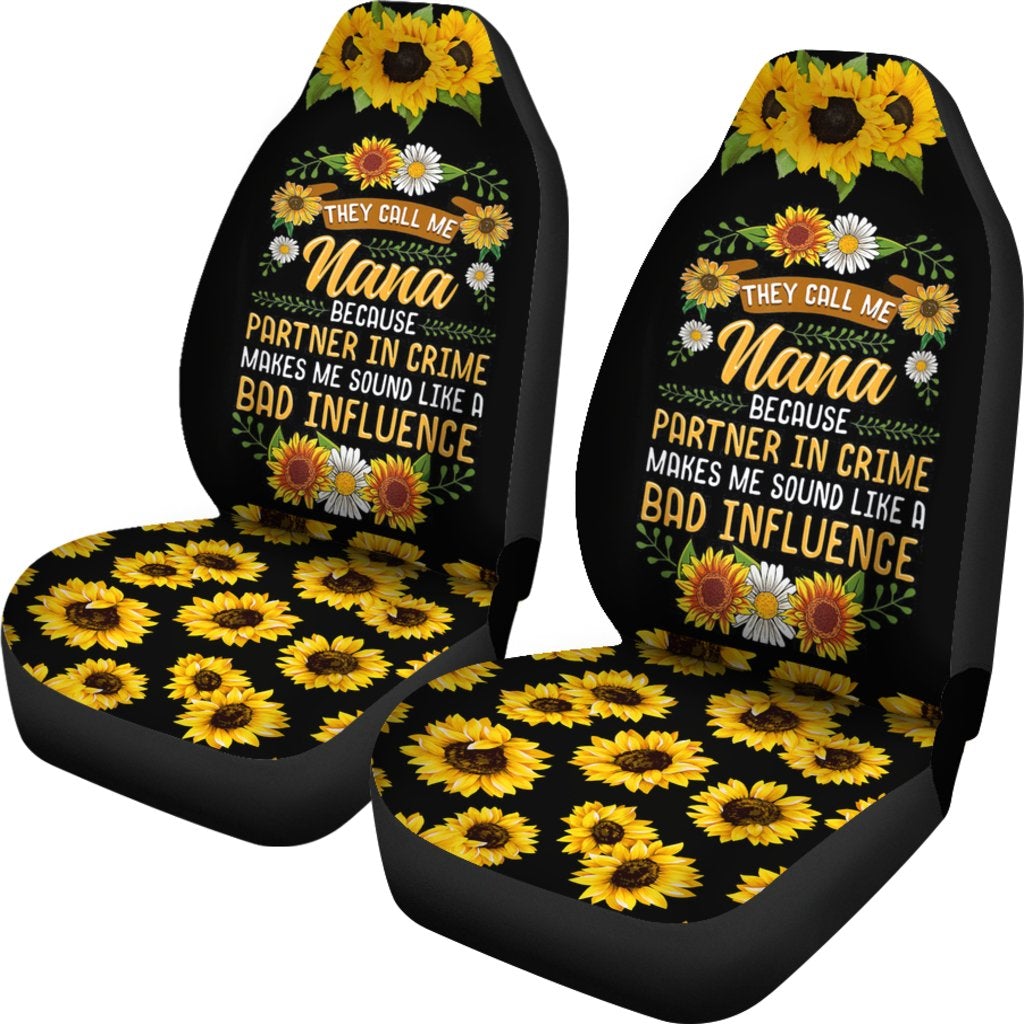 Best They Call Me Nana Because Partner In Crime Cute Sunflower Seat Covers Car Decor Car Protector