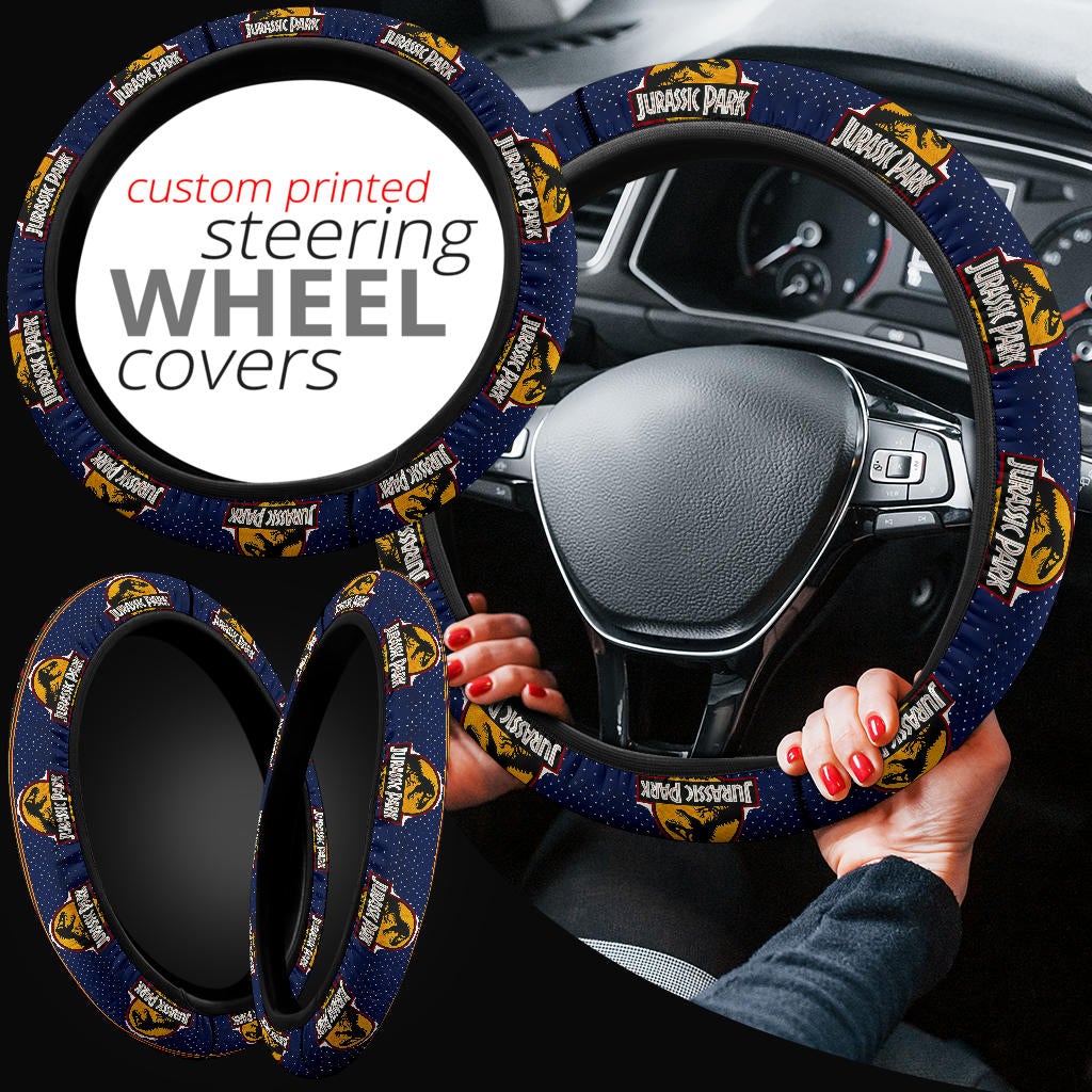 Jurassic Park Christmas Premium Custom Car Steering Wheel Cover