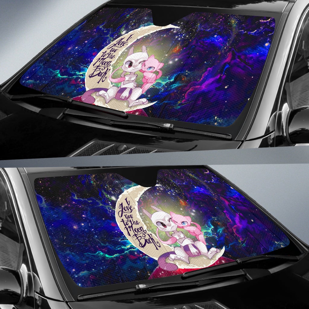 Pokemon Couple Mew Mewtwo Love You To The Moon Galaxy Car Auto Sunshades