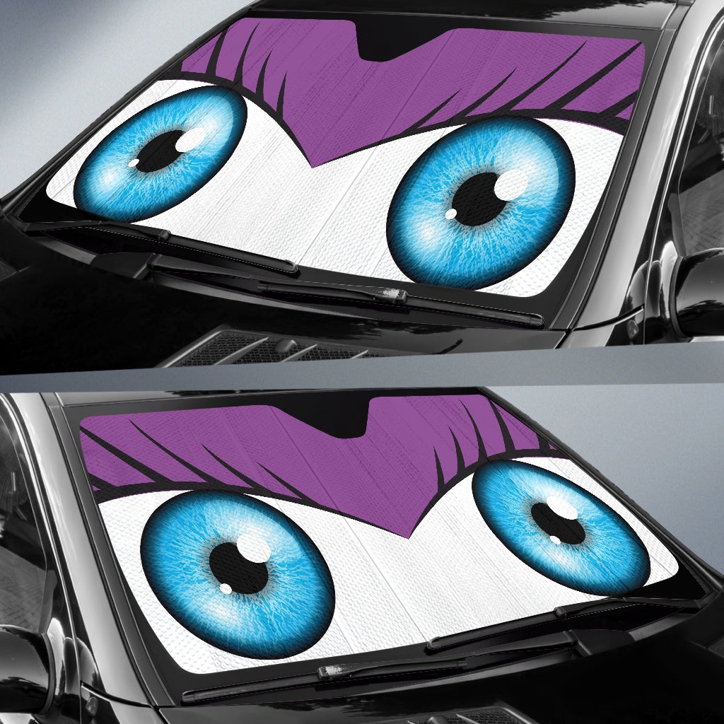 Purple Cute Eyes Cartoon Auto Sun Shades