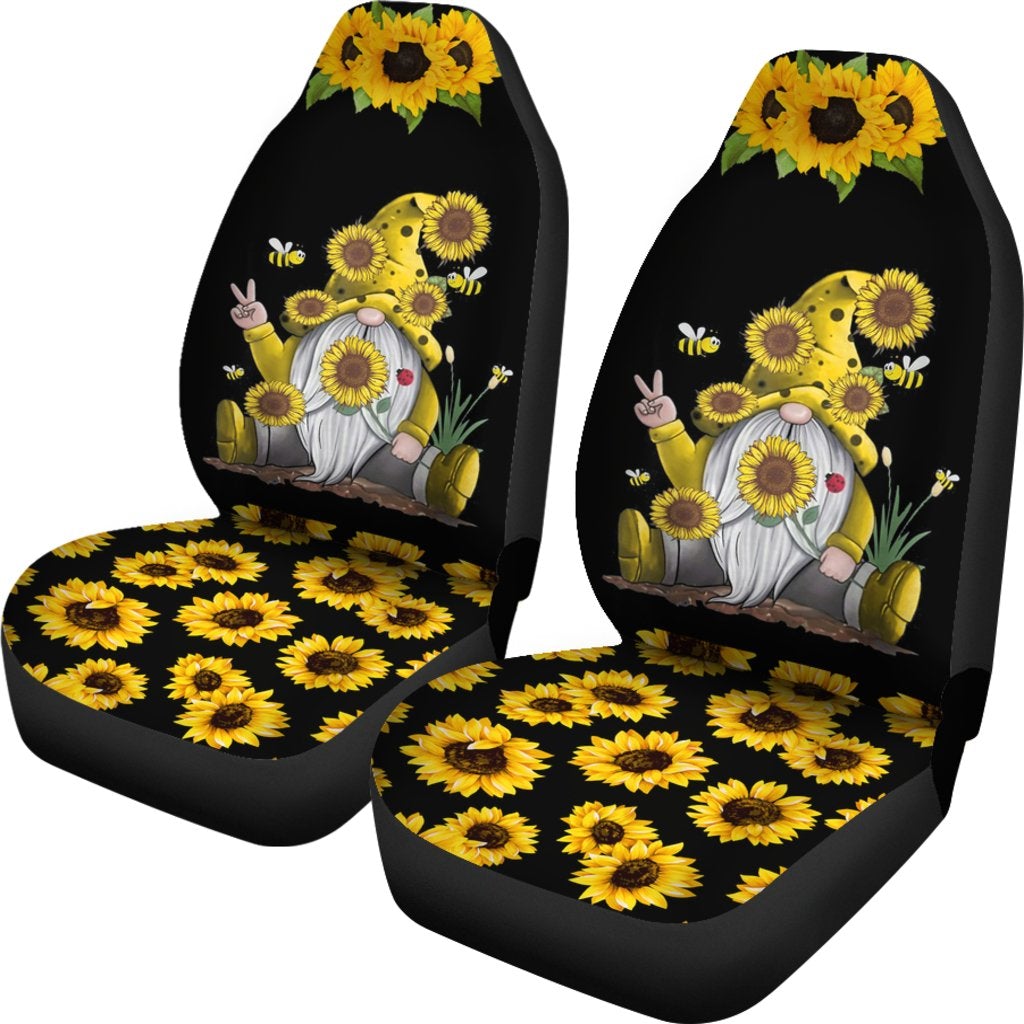 Best Sunflower Gnome With Bee Seat Covers Car Decor Car Protector