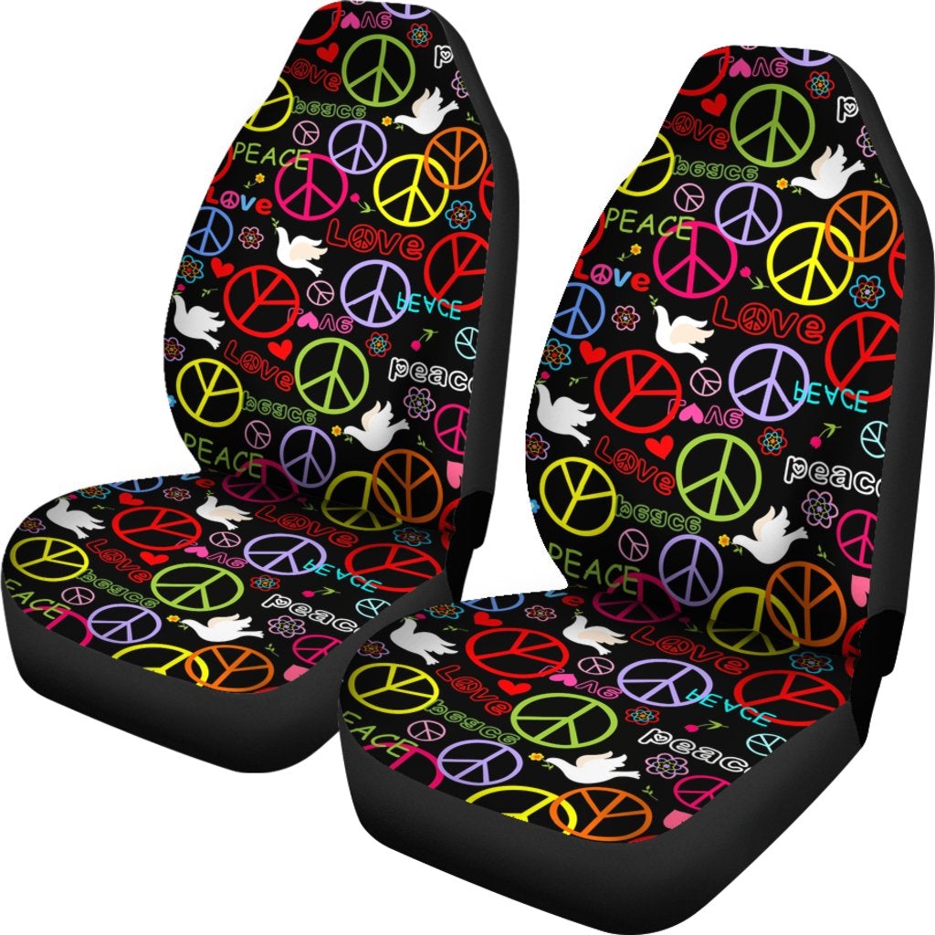 Best Hippie Wallpaper With Peace Symbol And Doves Premium Custom Car Seat Covers Decor Protector