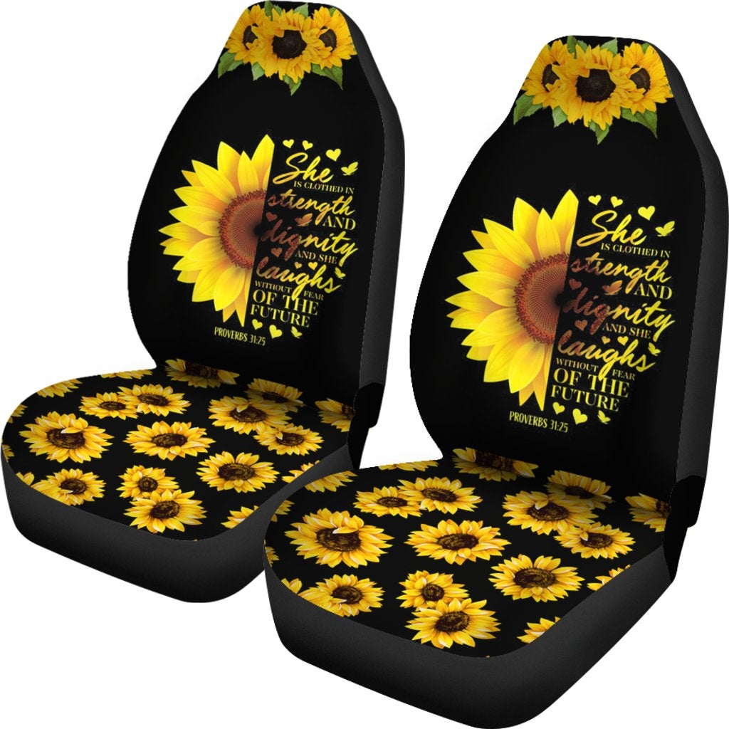 Best Christian Bible Verse Sunflower Scripture Religious Premium Custom Car Seat Covers Decor Protector
